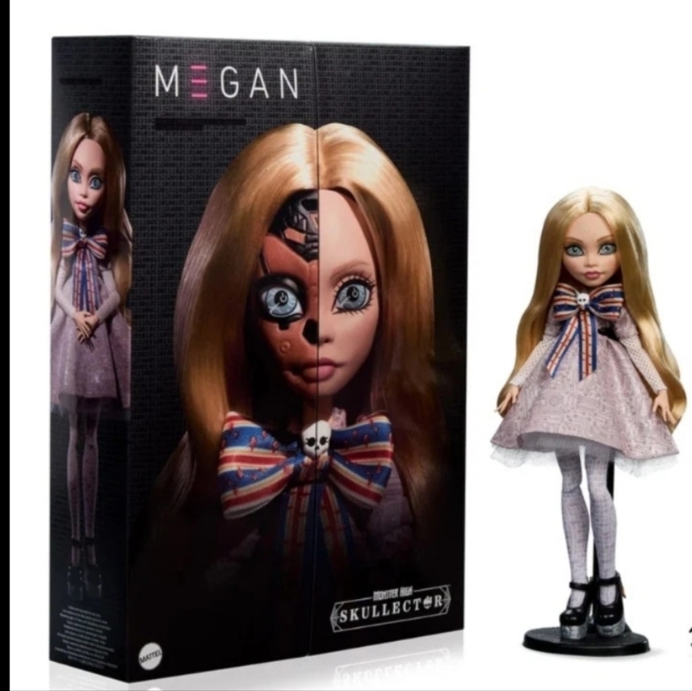 M3GAN Skullector Doll with Blonde Hair and Striped Outfit